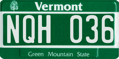 VT license plate NQH036