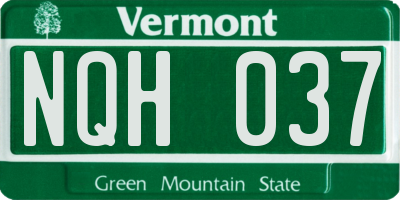 VT license plate NQH037