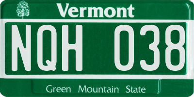 VT license plate NQH038