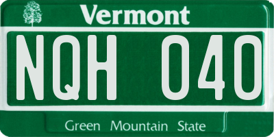 VT license plate NQH040