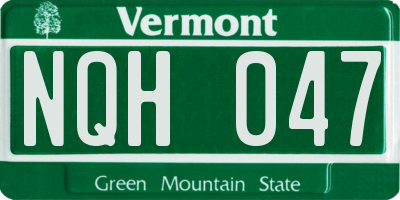 VT license plate NQH047