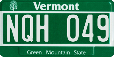 VT license plate NQH049