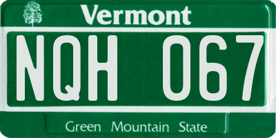VT license plate NQH067