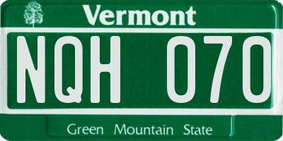 VT license plate NQH070