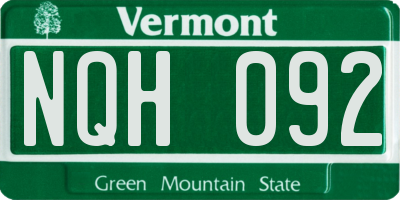 VT license plate NQH092