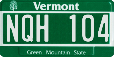 VT license plate NQH104