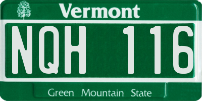 VT license plate NQH116
