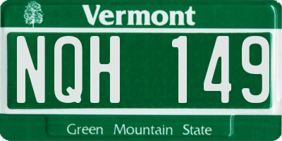 VT license plate NQH149