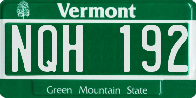 VT license plate NQH192