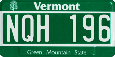 VT license plate NQH196