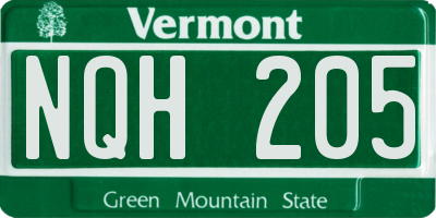 VT license plate NQH205