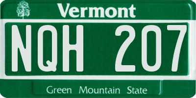 VT license plate NQH207