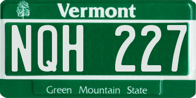 VT license plate NQH227