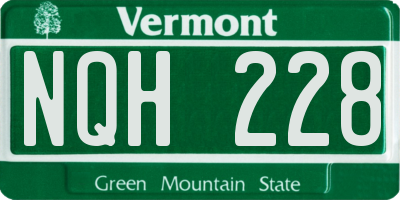 VT license plate NQH228