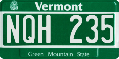 VT license plate NQH235