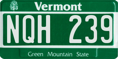 VT license plate NQH239
