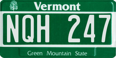 VT license plate NQH247