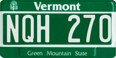 VT license plate NQH270