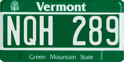 VT license plate NQH289