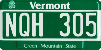 VT license plate NQH305