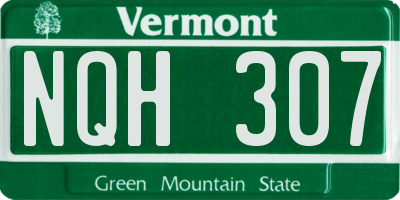 VT license plate NQH307