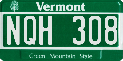 VT license plate NQH308