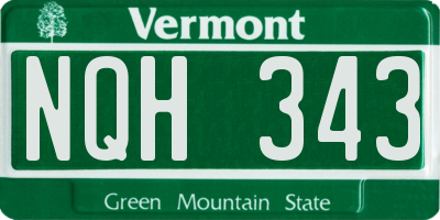 VT license plate NQH343