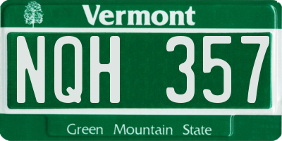 VT license plate NQH357