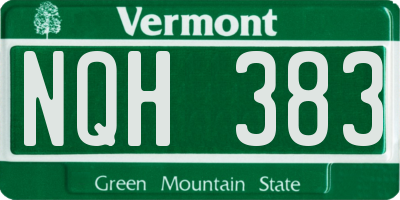 VT license plate NQH383