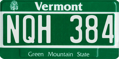 VT license plate NQH384