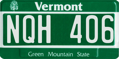 VT license plate NQH406