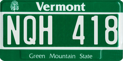 VT license plate NQH418