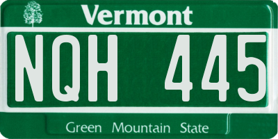 VT license plate NQH445