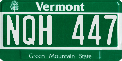VT license plate NQH447