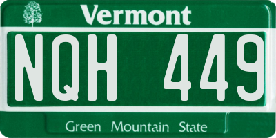 VT license plate NQH449