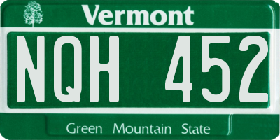 VT license plate NQH452