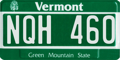 VT license plate NQH460