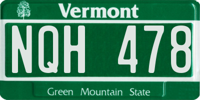 VT license plate NQH478