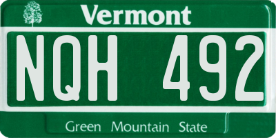 VT license plate NQH492