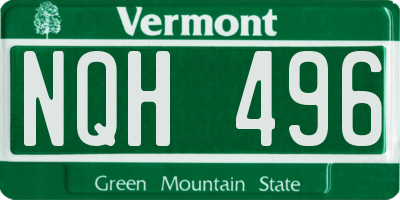 VT license plate NQH496