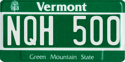 VT license plate NQH500