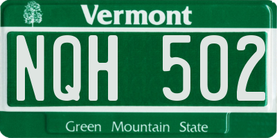 VT license plate NQH502