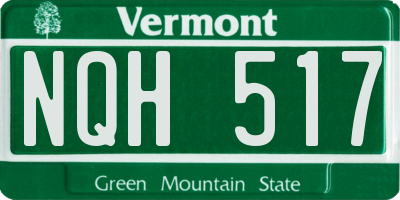 VT license plate NQH517