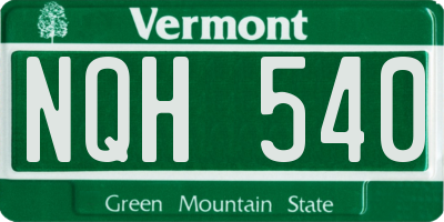 VT license plate NQH540