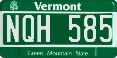 VT license plate NQH585