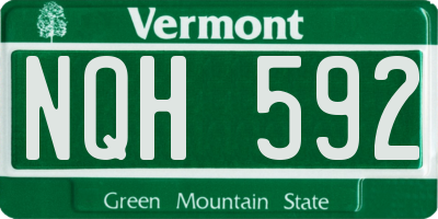 VT license plate NQH592