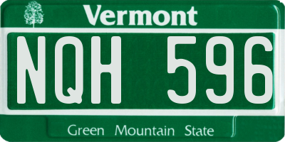 VT license plate NQH596