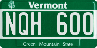 VT license plate NQH600