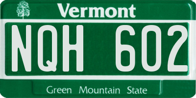 VT license plate NQH602