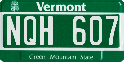 VT license plate NQH607